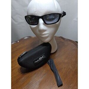 Wiley X Brick WX Z87-2 Safety Sunglasses Black Smoke Lens w/ Case Strap ANSI